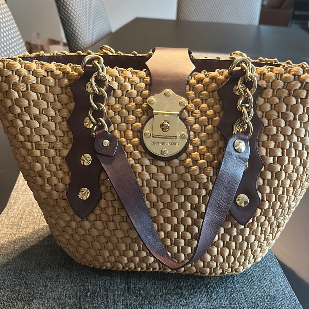 Michael Kors Santorini Raffia and Leather bag